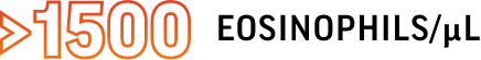 Greater than 1500 eosinophils/µL